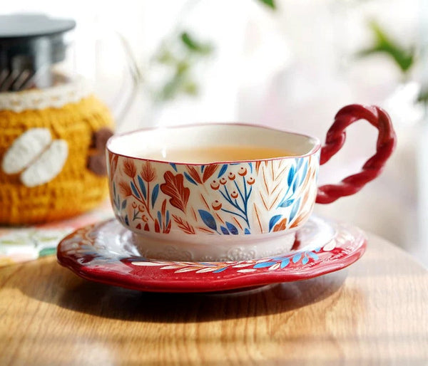 Ceramic Coffee Cup Set, Tea Cup With Saucer, Coffee Cup With Saucer, Porcelain Tea Cup Set, British Afternoon Tea Set, Gift Box Tea Set-HomePaintingDecor