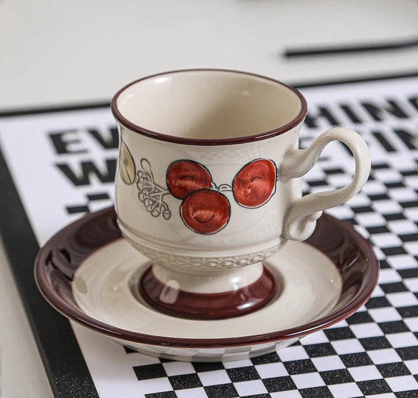 Elegant Ceramic Cups, Creative Coffee Cup and Saucer, 8 oz Porcelain Tea Cup Saucer Set, Beautiful British Tea Cups for Traditional Afternoon Tea-HomePaintingDecor