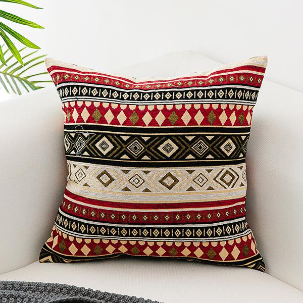Extra Large Geometric Pattern Chenille Throw Pillows, Oriental Throw Pillow for Couch, Bohemian Decorative Sofa Pillows-HomePaintingDecor