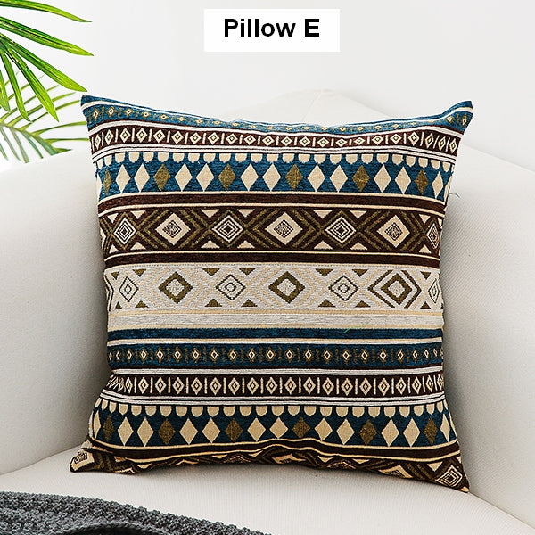 Extra Large Geometric Pattern Chenille Throw Pillows, Oriental Throw Pillow for Couch, Bohemian Decorative Sofa Pillows-HomePaintingDecor
