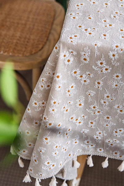 Rustic Flower Pattern Table Covers for Kitchen, Large Rectangle Tablecloth for Dining Room Table, Linen Rectangular Tablecloth for Oval Table, Country Farmhouse Tablecloth-HomePaintingDecor