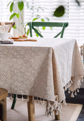 Country Farmhouse Tablecloth, Rustic Flower Pattern Table Covers for Kitchen, Large Rectangle Tablecloth for Dining Room Table, Linen Rectangular Tablecloth for Oval Table-HomePaintingDecor