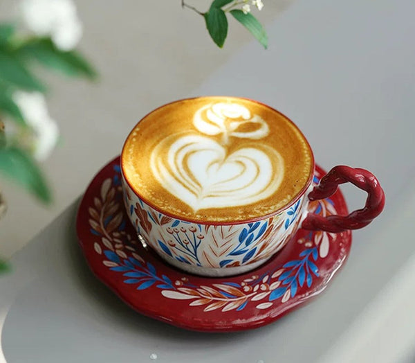 Ceramic Coffee Cup Set, Tea Cup With Saucer, Coffee Cup With Saucer, Porcelain Tea Cup Set, British Afternoon Tea Set, Gift Box Tea Set-HomePaintingDecor