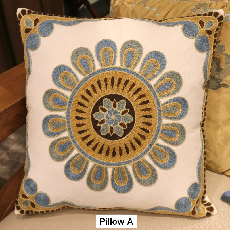 Modern Sofa Pillows for Couch, Embroider Flower Cotton Pillow Covers, Cotton Flower Decorative Pillows, Farmhouse Decorative Sofa Pillows-HomePaintingDecor