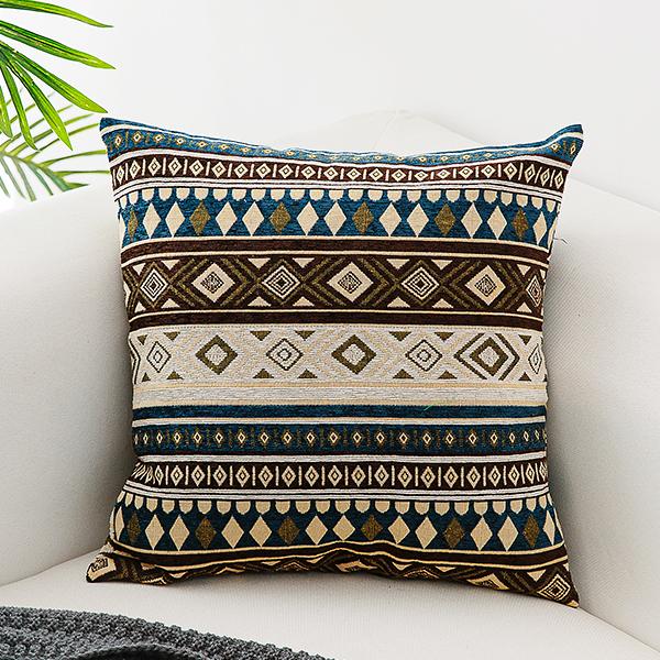 Extra Large Geometric Pattern Chenille Throw Pillows, Oriental Throw Pillow for Couch, Bohemian Decorative Sofa Pillows-HomePaintingDecor