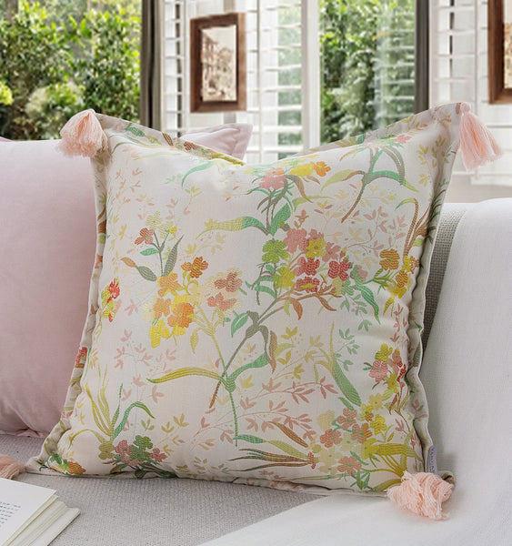 Living Room Decorative Pillows, Modern Decorative Cushions, Decorative Pillows for Bed, Decorative Pillow Arrangement Ideas for Interior Design, Embroidered Floral Bird Pattern Pillow Covers-HomePaintingDecor