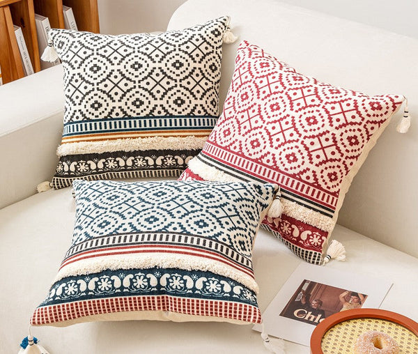 Modern Square Pillows for Couch, Contemporary Pillow Covers, Oriental Decorative Throw Pillows for Bedroom, Bohemian Decorative Sofa Pillows-HomePaintingDecor