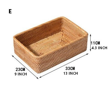Rectangular Storage Basket for Living Room, Small Kitchen Storage Baskets, Woven Storage Baskets, Rattan Storage Baskets for Shelves-HomePaintingDecor
