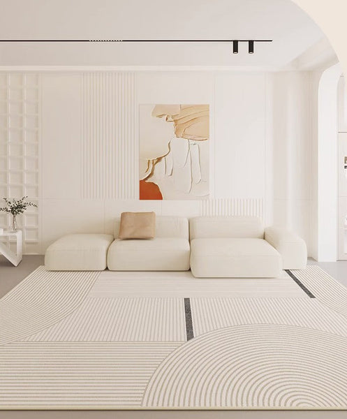 Modern Rugs under Dining Room Table, Abstract Modern Rugs for Living Room, Simple Geometric Carpets for Sale, Contemporary Modern Rugs Next to Bed-HomePaintingDecor