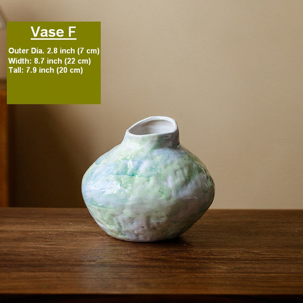 Centerpiece on Dining Table, Modern Porcelain Flower Vases, Handmade Water Holding Flower Vases, Ceramic Bouquet Vases, Flower Vases on Table-HomePaintingDecor