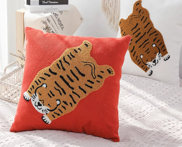 Lovely Tiger Decorative Pillows for Children's Room, Contemporary Modern Sofa Pillow Covers, Square Modern Throw Pillows for Couch, Decorative Pillows for Bedroom-HomePaintingDecor