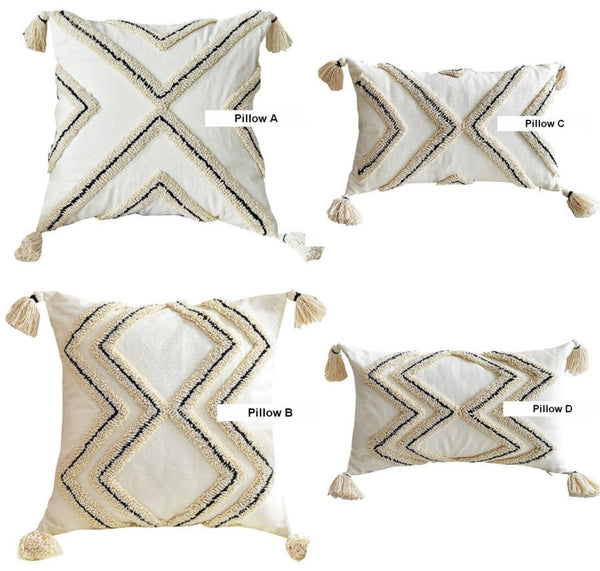 Geometric Square Modern Throw Pillows for Couch, Beige Decorative Throw Pillows, Contemporary Throw Pillow for Interior Design-HomePaintingDecor