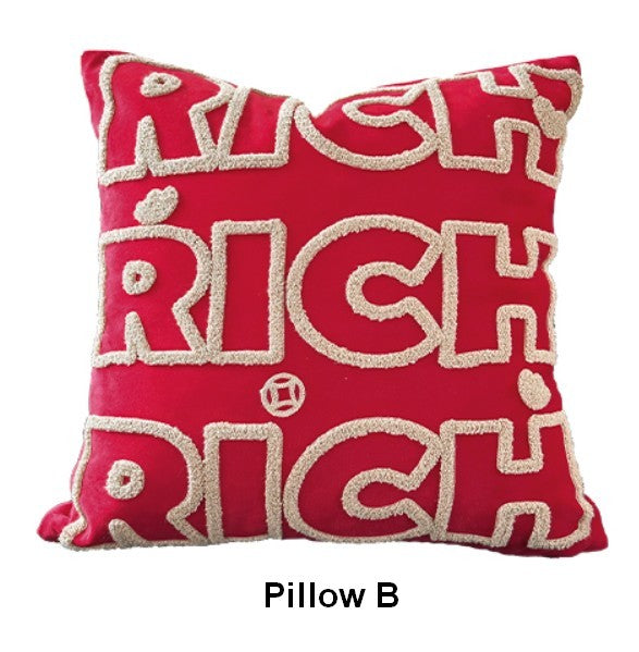 Modern Decorative Pillows for Interior Design, Contemporary Modern Sofa Pillow Covers, Red Square Modern Throw Pillows for Couch-HomePaintingDecor