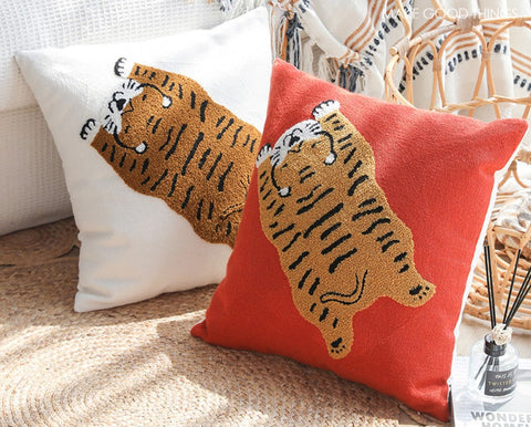 Lovely Tiger Decorative Pillows for Children's Room, Contemporary Modern Sofa Pillow Covers, Square Modern Throw Pillows for Couch, Decorative Pillows for Bedroom-HomePaintingDecor