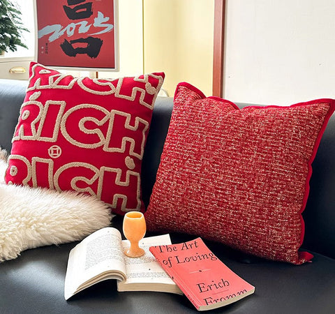 Modern Decorative Pillows for Interior Design, Contemporary Modern Sofa Pillow Covers, Red Square Modern Throw Pillows for Couch-HomePaintingDecor