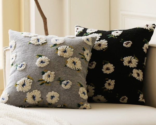 Square Modern Throw Pillows for Couch, Contemporary Modern Sofa Pillows, Flower Decorative Pillow Covers, Decorative Pillows for Bedroom-HomePaintingDecor