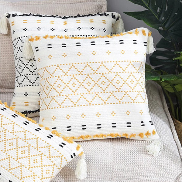 Oriental Decorative Throw Pillows for Bedroom, Square Pillows for Couch, Contemporary Modern Pillow Covers, Bohemian Decorative Sofa Pillows-HomePaintingDecor