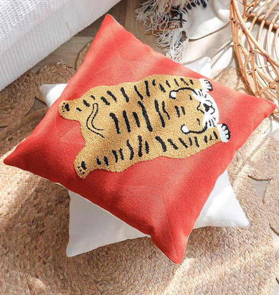 Lovely Tiger Decorative Pillows for Children's Room, Contemporary Modern Sofa Pillow Covers, Square Modern Throw Pillows for Couch, Decorative Pillows for Bedroom-HomePaintingDecor