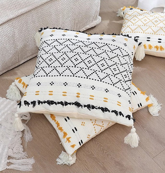 Oriental Decorative Throw Pillows for Bedroom, Square Pillows for Couch, Contemporary Modern Pillow Covers, Bohemian Decorative Sofa Pillows-HomePaintingDecor
