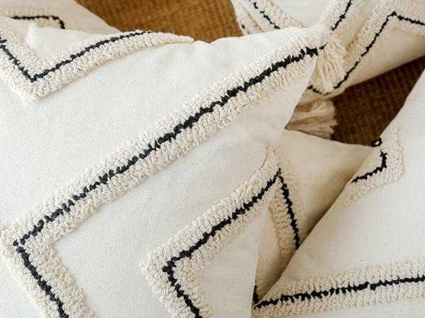 Beige Decorative Throw Pillows, Geometric Square Modern Throw Pillows for Couch, Contemporary Throw Pillow for Interior Design-HomePaintingDecor