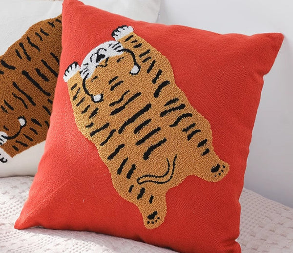 Lovely Tiger Decorative Pillows for Children's Room, Contemporary Modern Sofa Pillow Covers, Square Modern Throw Pillows for Couch, Decorative Pillows for Bedroom-HomePaintingDecor
