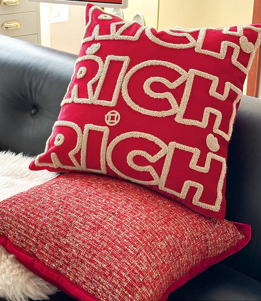 Modern Decorative Pillows for Interior Design, Contemporary Modern Sofa Pillow Covers, Red Square Modern Throw Pillows for Couch-HomePaintingDecor