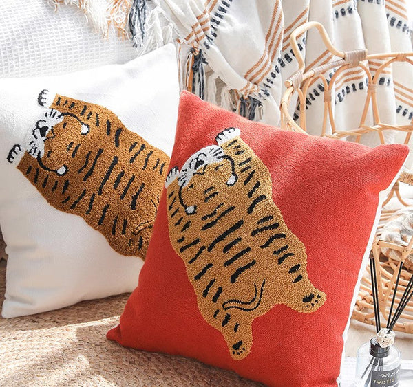 Lovely Tiger Decorative Pillows for Children's Room, Contemporary Modern Sofa Pillow Covers, Square Modern Throw Pillows for Couch, Decorative Pillows for Bedroom-HomePaintingDecor