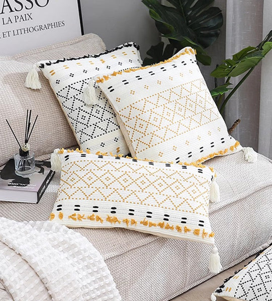 Oriental Decorative Throw Pillows for Bedroom, Square Pillows for Couch, Contemporary Modern Pillow Covers, Bohemian Decorative Sofa Pillows-HomePaintingDecor