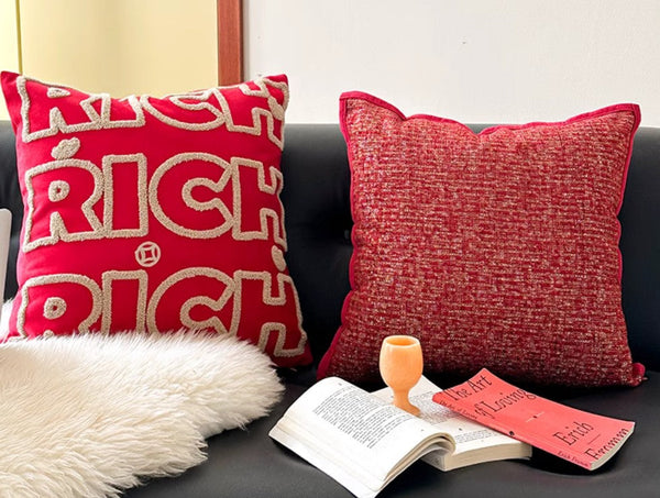 Modern Decorative Pillows for Interior Design, Contemporary Modern Sofa Pillow Covers, Red Square Modern Throw Pillows for Couch-HomePaintingDecor