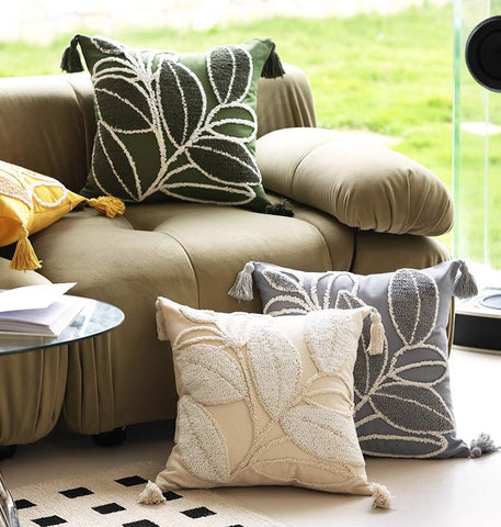 Leaf Decorative Pillows for Bedroom, Contemporary Modern Sofa Pillow Covers, Square Modern Throw Pillows for Couch, Modern Decorative Pillows for Interior Design-HomePaintingDecor