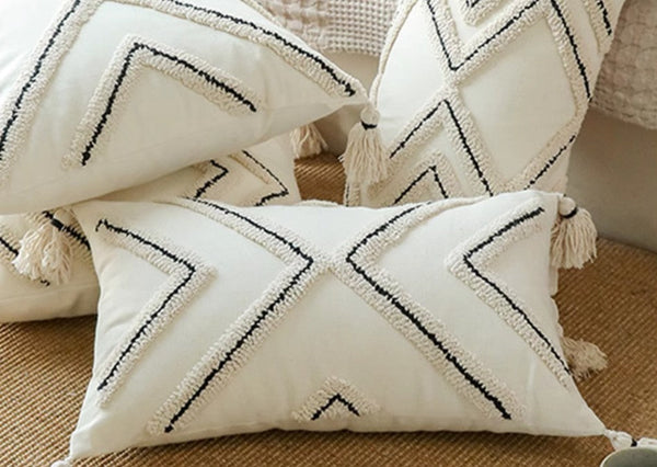 Geometric Square Modern Throw Pillows for Couch, Beige Decorative Throw Pillows, Contemporary Throw Pillow for Interior Design-HomePaintingDecor