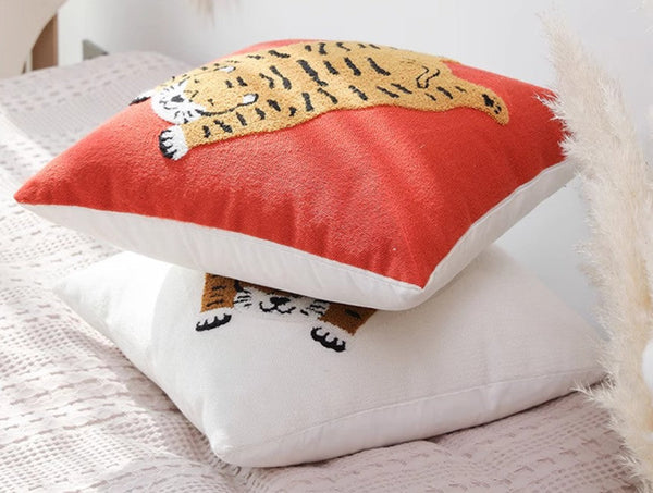 Lovely Tiger Decorative Pillows for Children's Room, Contemporary Modern Sofa Pillow Covers, Square Modern Throw Pillows for Couch, Decorative Pillows for Bedroom-HomePaintingDecor