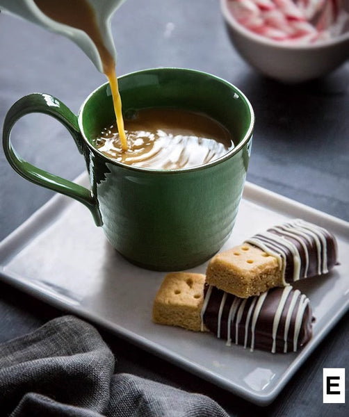 Modern Handmade Pottery Coffee Cup, Creative Brown Green Blue Ceramic Coffee Mugs, Large Unique Tea Cup, Large Capacity Coffee Cups-HomePaintingDecor