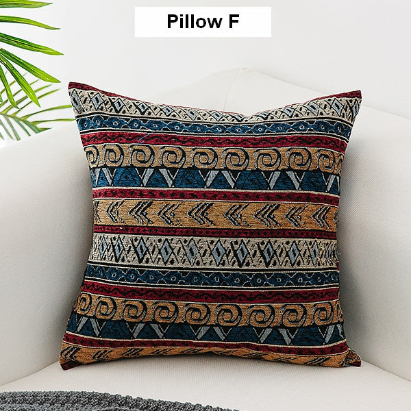 Extra Large Geometric Pattern Chenille Throw Pillows, Oriental Throw Pillow for Couch, Bohemian Decorative Sofa Pillows-HomePaintingDecor