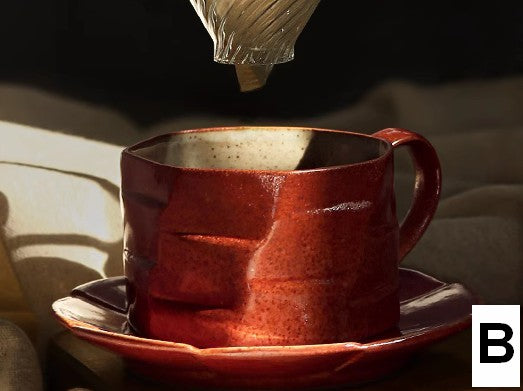 Unique Tea Cup and Saucer, 8 oz Modern Handmade Pottery Coffee Cup, Creative Ceramic Coffee Cup with Saucer, Tea Cup Set for Traditional Afternoon Tea-HomePaintingDecor