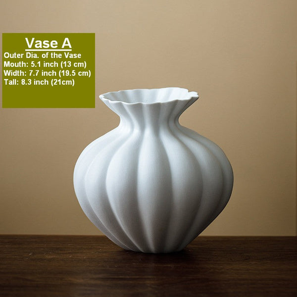 Handmade Water Holding Flower Vases, Modern Black Flower Vase Centerpiece on Table, Porcelain Flower Vases, Ceramic Bouquet Vases-HomePaintingDecor