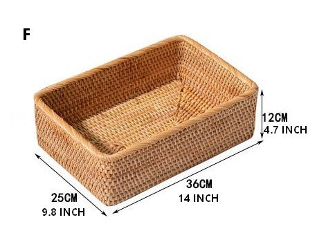 Rectangular Storage Basket for Living Room, Small Kitchen Storage Baskets, Woven Storage Baskets, Rattan Storage Baskets for Shelves-HomePaintingDecor
