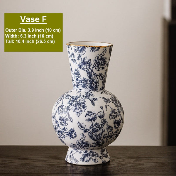Porcelain Flower Vases, Modern Ceramic Bouquet Vases, Centerpiece on Dining Table, Flower Vase on Table, Handmade Water Holding Flower Vases-HomePaintingDecor