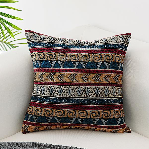 Extra Large Geometric Pattern Chenille Throw Pillows, Oriental Throw Pillow for Couch, Bohemian Decorative Sofa Pillows-HomePaintingDecor