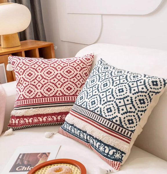 Modern Square Pillows for Couch, Contemporary Pillow Covers, Oriental Decorative Throw Pillows for Bedroom, Bohemian Decorative Sofa Pillows-HomePaintingDecor