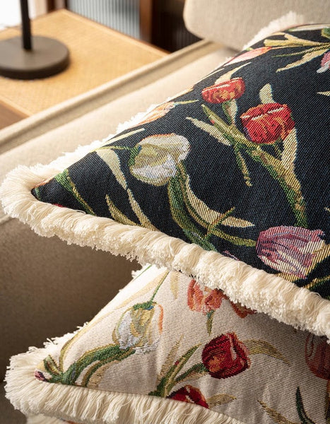 Decorative Sofa Pillows for Couch, Tulip Flower Pillow Covers, Large Flower Decorative Pillows for Bedroom, Farmhouse Decorative Pillows-HomePaintingDecor