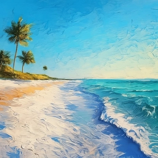 Heavy Texture Canvas Art, Small Palette Knife Oil Paintings, Original Small Landscape Paintings, Florida Seashore Beach Palm Tree Painting, Easy Landscape Painting Ideas, Simple Small Canvas Paintings-HomePaintingDecor