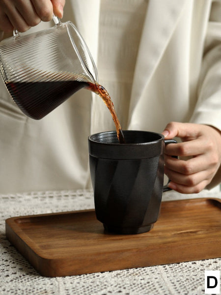 Creative Brown Green Blue Black Ceramic Coffee Mugs, Large Modern Handmade Pottery Coffee Cup, Large Unique Tea Cup, Large Capacity Coffee Mug with Cover