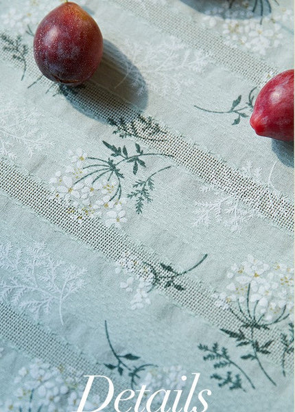 Green Rectangle Tablecloth Ideas for Dining Room Table, Flower Pattern Tablecloth for Round Table, Rustic Farmhouse Table Cover for Kitchen-HomePaintingDecor