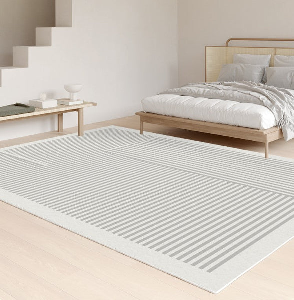 Geometric Contemporary Rugs for Dining Room, Bedroom Floor Rugs, Soft Modern Rug for Living Room, Gray Modern Rugs for Living Room-HomePaintingDecor