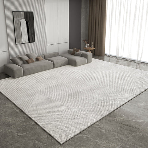 Geometric Modern Rug Placement Ideas for Dining Room, Gray Contemporary Modern Rugs for Living Room, Extra Large Modern Rugs for Bedroom-HomePaintingDecor