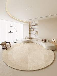 Dining Room Modern Rugs, Cream Color Round Rugs under Coffee Table, Large Modern Rugs in Living Room, Contemporary Circular Rugs in Bedroom-HomePaintingDecor