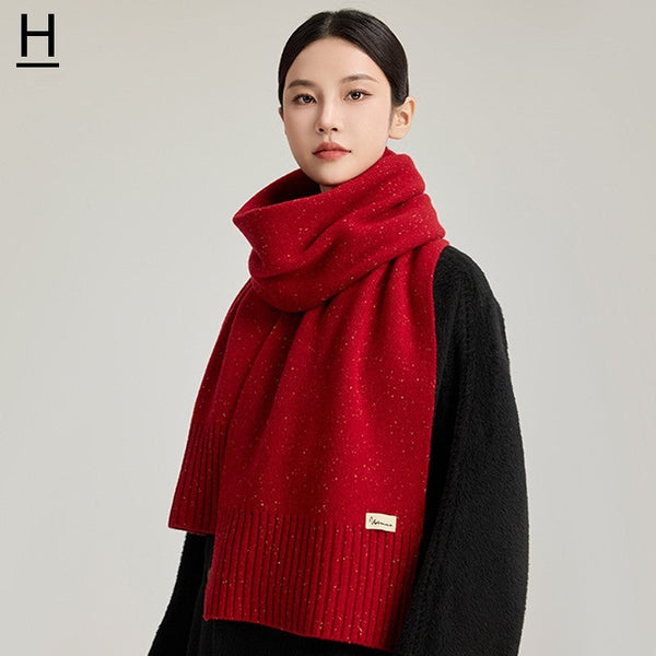 Casual Scarf for Women, Cold Weather Scarf, Fashion Designer Scarf, Red Winter Scarf, Modern Wool Scarf for Women, Soft Cashmere Scarf for Women-HomePaintingDecor