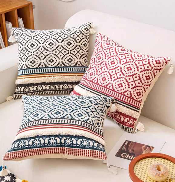 Modern Square Pillows for Couch, Contemporary Pillow Covers, Oriental Decorative Throw Pillows for Bedroom, Bohemian Decorative Sofa Pillows-HomePaintingDecor
