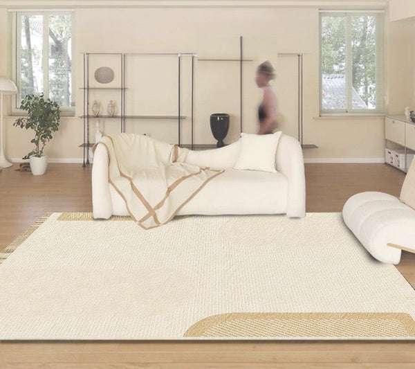 Cream Color Geometric Modern Rugs, Contemporary Soft Rugs for Living Room, Bedroom Modern Rugs, Modern Rugs for Dining Room-HomePaintingDecor